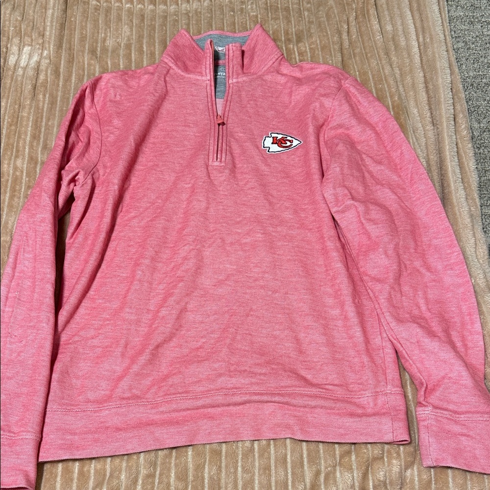 Vineyard vines XS Kansas City Chiefs reddish  Pink Quarter-Zip Pullover
